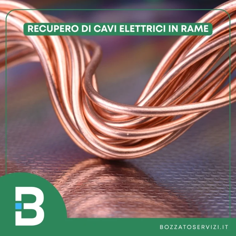 Matassa di fili in rame sguainati e puliti destinati al recupero cavi elettrici in rame da parte di Bozzato Servizi.